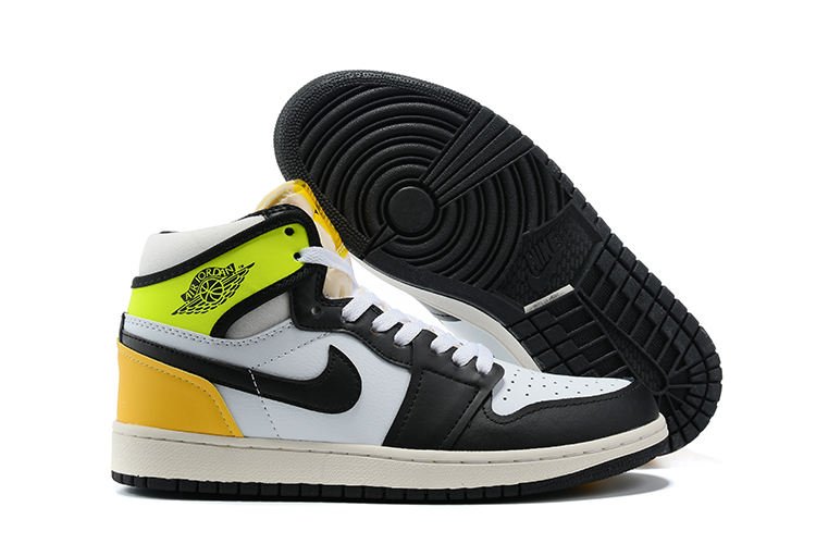 Air Jordan 1 White Black Yellow GreenFor Women